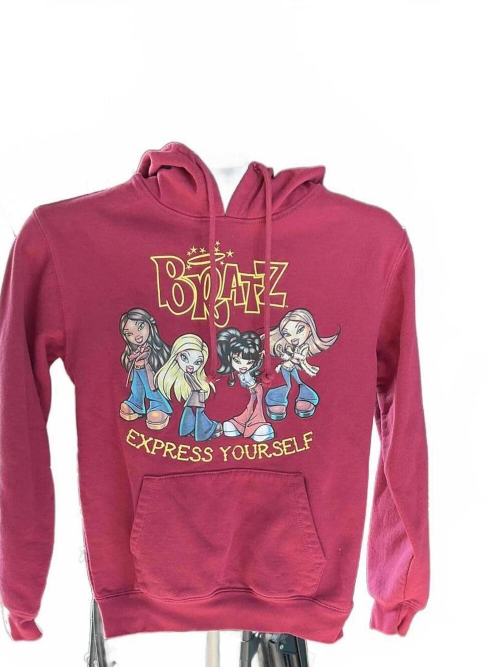 Y2K Bratz "Express Yourself" Graphic Pullover Hoodie Size 1 XS